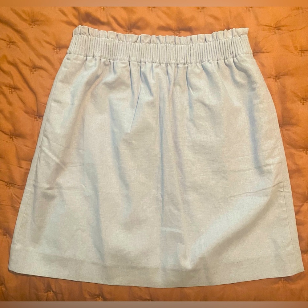 Light Blue Linen Cotton J.Crew Miniskirt